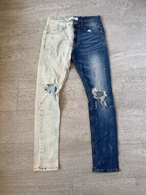 Fashion Nova Men Two-Tone Distressed Jeans Size 30